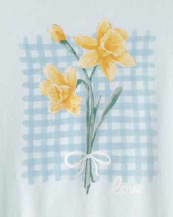 Girls Floral Graphic Tee - Blue, 