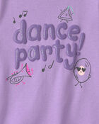 Toddler Girl Dance Party 100% Cotton 4-Piece Pajama Set - Purple/Ivory, image 3 of 5 slides