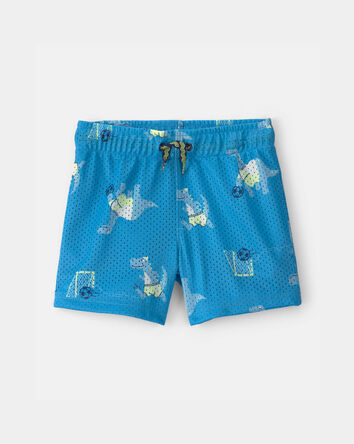 Toddler Boy Dinosaur Soccer Mesh Shorts - Blue, 