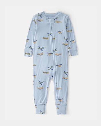 Toddler Boy Plane PurelySoft 1-Piece Pajama - Blue, 