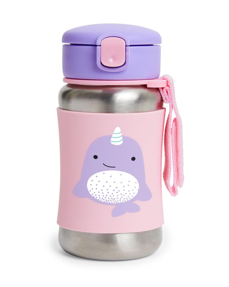 Zoo Stainless Steel Little Kid Straw Bottle - Narwhal, image 1 of 6 slides