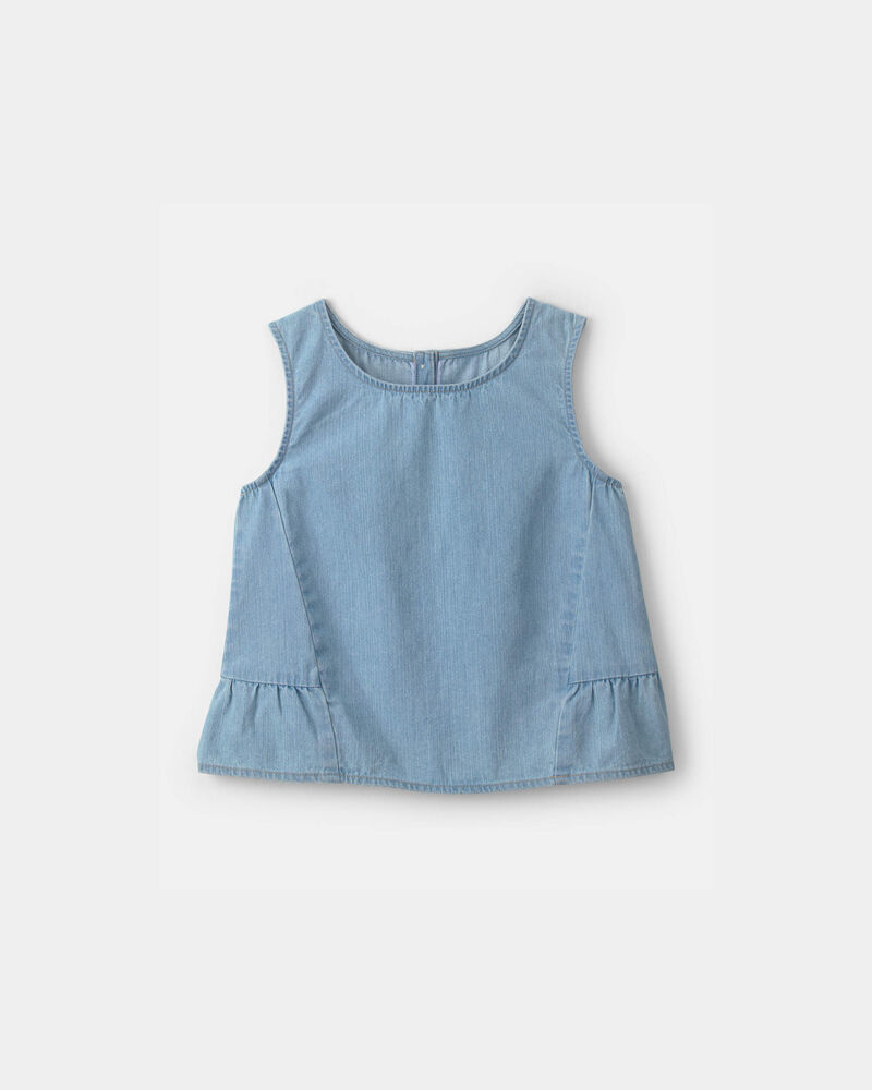 Girls Denim Chambray Tank Top - Light Wash, image 1 of 3 slides