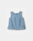 Girls Denim Chambray Tank Top - Light Wash, image 1 of 3 slides
