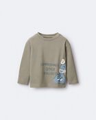 Toddler 'Rock Collector' Long-Sleeve Relaxed Graphic Tee - Olive, image 2 of 7 slides