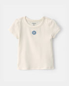 Toddler Girl 'OshKosh B'Gosh' Clover Embroidered Rib Top - Ivory, image 1 of 3 slides