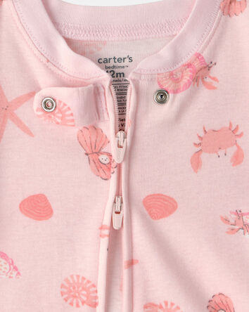 Baby Girl Seashell 100% Cotton Snug Fit 1-Piece Pajama - Pink, 