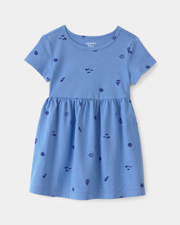 Baby Girl Seashell Short-Sleeve Dress - Blue, 