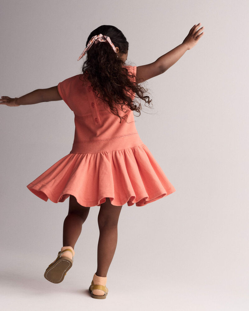 Toddler Girl Drop Waist Short-Sleeve Dress - Orange, image 4 of 6 slides