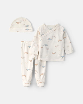 Baby 3-Piece Whale Long-Sleeve Top & Pant Set - Ivory, 