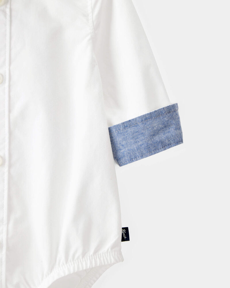 Baby Boy Long-Sleeve Button-Down Bodysuit - White, image 2 of 4 slides