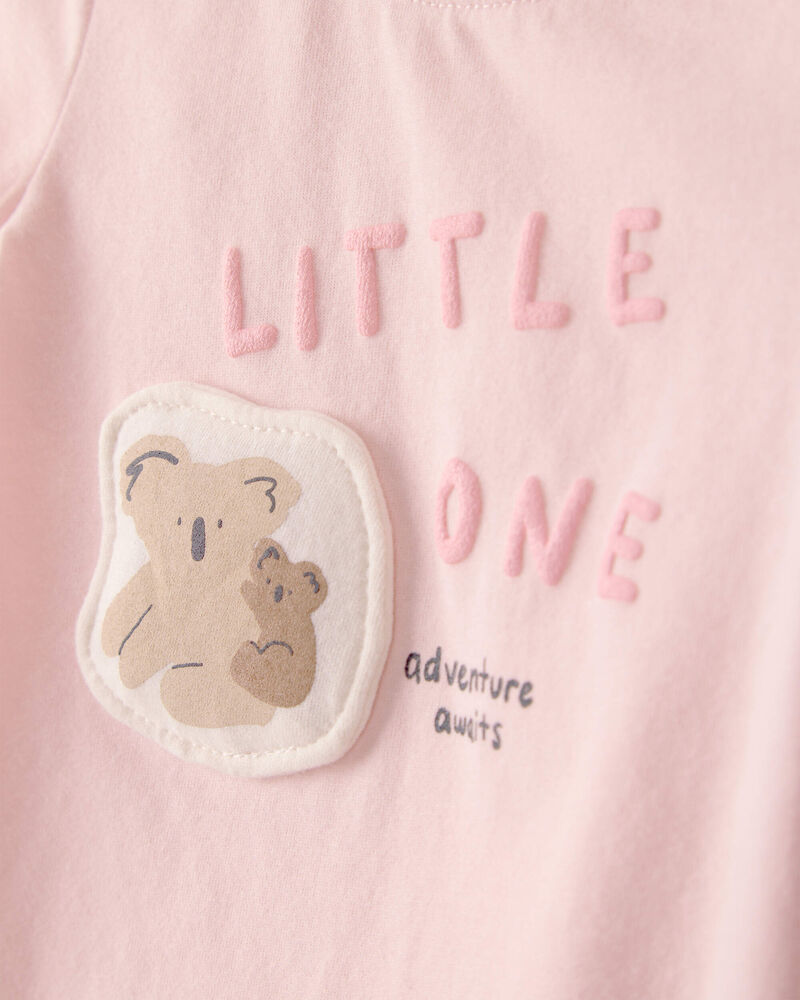Baby Girl 2-Piece 'Little One' Koala Graphic Tee & Pant Set - Pink, image 3 of 7 slides