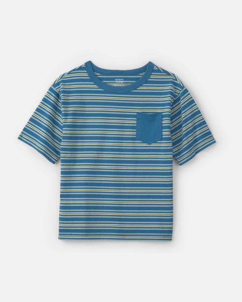 Boys Striped Short-Sleeve T-Shirt - Blue, image 1 of 3 slides