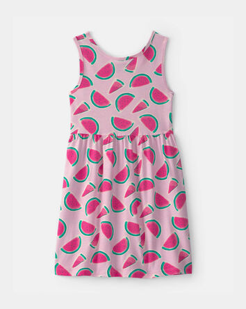 Girls Watermelon Sleeveless Knit Dress - Pink, 