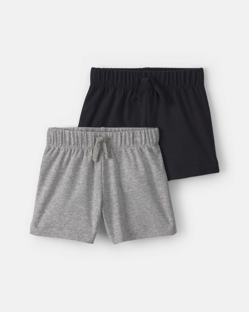 Baby 2-Pack Shorts - Grey/Black, image 1 of 5 slides
