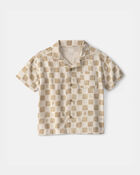 Toddler Boy Cactus Checkered Short-Sleeve Button-Down Shirt - Beige, image 1 of 3 slides
