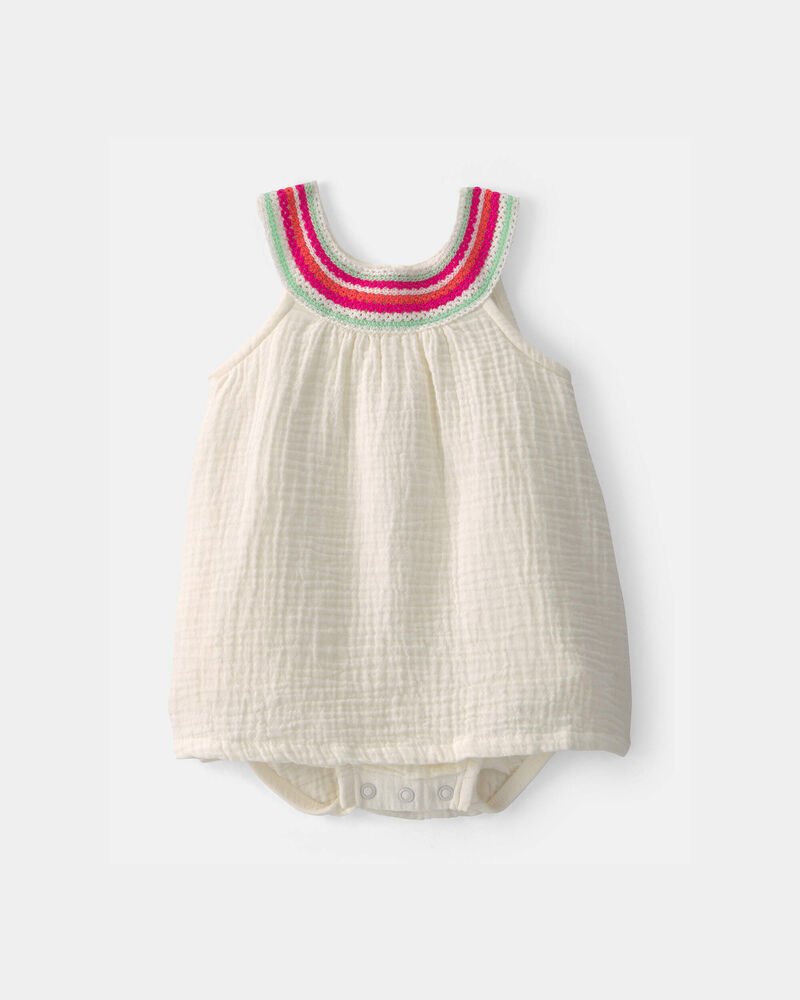Baby Girl Gauze Bodysuit Dress - White, image 1 of 3 slides