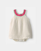 Baby Girl Gauze Bodysuit Dress - White, image 1 of 3 slides