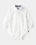 Baby Boy Long-Sleeve Button-Down Bodysuit - White, image 1 of 4 slides