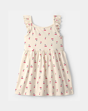 Toddler Girl Cherry Ruffle-Sleeve Dress - Cream, 