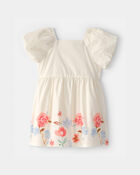 Toddler Girl Floral Puff Sleeve Dress - Ivory, image 1 of 6 slides