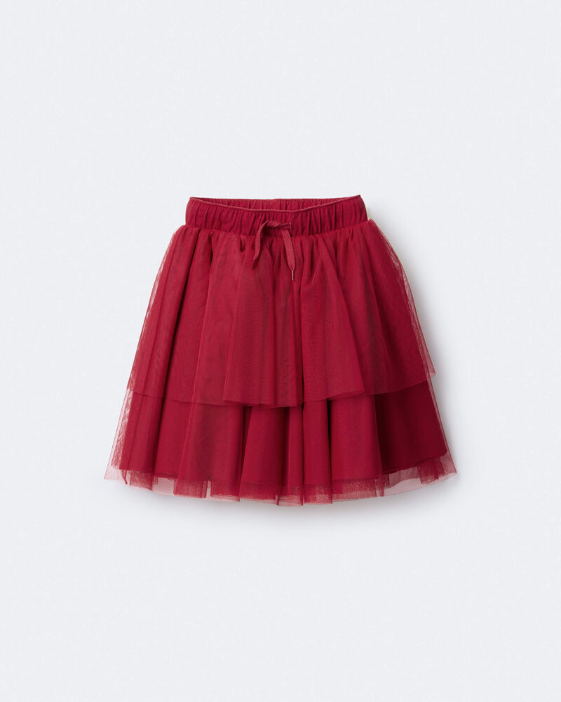 Toddler Girl Avenue Twirl&trade; Tiered Midi Skirt with Tulle - Red, image 2 of 7 slides