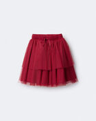 Toddler Girl Avenue Twirl&trade; Tiered Midi Skirt with Tulle - Red, image 2 of 7 slides