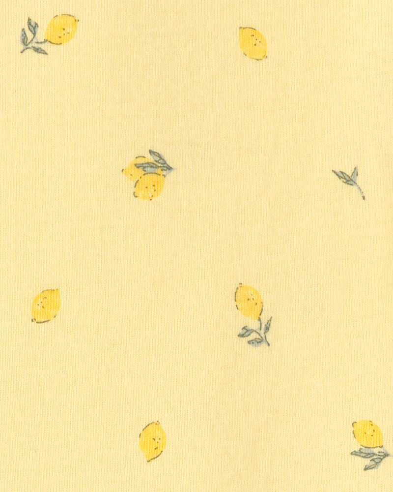 Toddler Lemon 100% Cotton Snug Fit 1-Piece Pajama - Yellow, image 3 of 4 slides