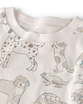Kids 2-Piece Organic Cotton Ribbed Pajama Set in Pet Print, 