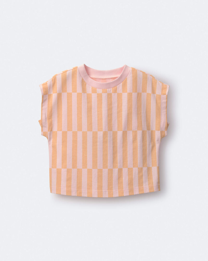 Toddler Girl Off-Center Stripe Dolman Tee - Rose/Light Orange, image 2 of 6 slides