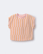 Toddler Girl Off-Center Stripe Dolman Tee - Rose/Light Orange, image 2 of 6 slides