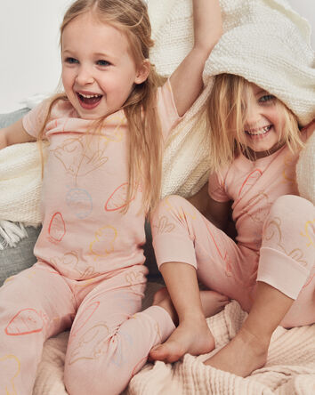 Toddler Girl Easter Bunny 100% Cotton Snug Fit 2-Piece Pajama Set - Pink, 