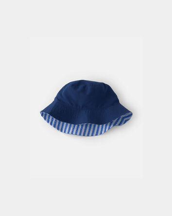 Toddler Boy Reversible Stripe Bucket Swim Hat - Blue, 