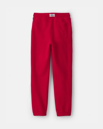 Kids Drawstring Knit Joggers - Red, 