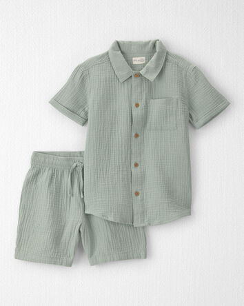 Boys 2-Piece Organic Cotton Gauze Top & Short Set, 