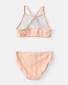 Toddler Girl 3-Piece Striped Rashguard Swimsuit Set - Orange, image 2 of 5 slides