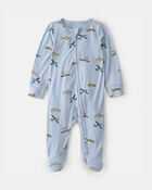 Baby Boy Plane 2-Way Zip PurelySoft Footie Sleep & Play Pajama - Blue, image 1 of 7 slides