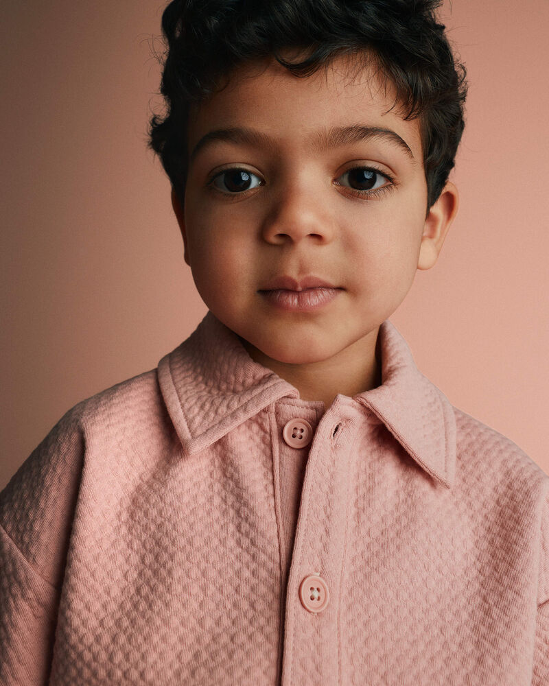 Toddler Boy Button-Down Short-Sleeve Shirt - Light Pink, image 4 of 5 slides