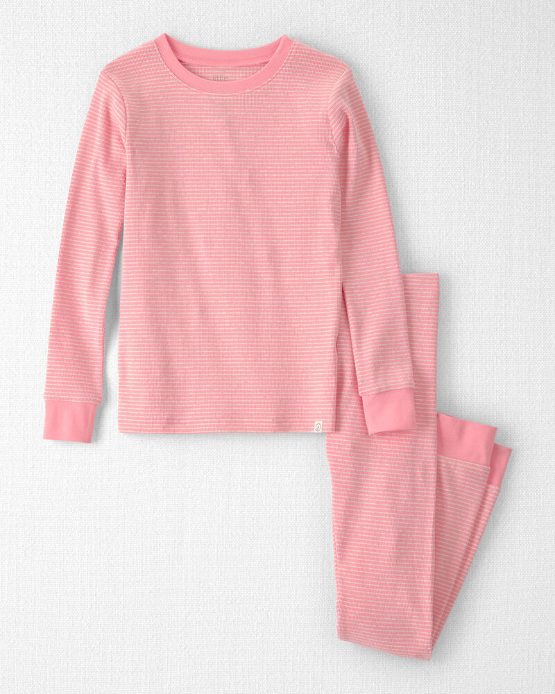 Girls 2-Piece Organic Cotton Ribbed Pyjama Set in Stripes, image 1 of 4 slides