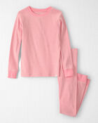 Girls 2-Piece Organic Cotton Ribbed Pyjama Set in Stripes, image 1 of 4 slides