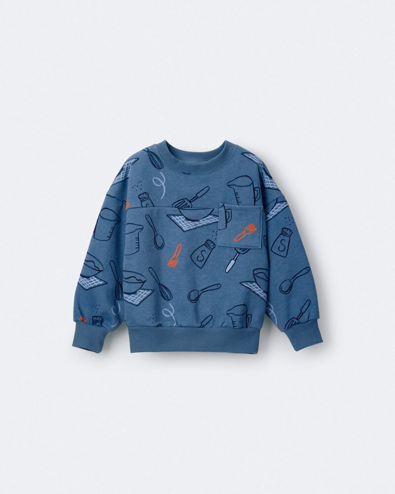 Toddler Baking Wide-Arm Pocket Sweatshirt - Blue, image 2 of 6 slides