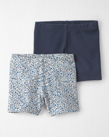 Baby Girl 2-Pack Organic Cotton Ribbed Pedal Shorts, 