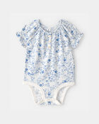 Baby Girl Floral Bodysuit - Blue, image 1 of 3 slides