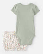 Baby Girl 3-Piece Floral Outfit Set - White/Green, image 3 of 11 slides