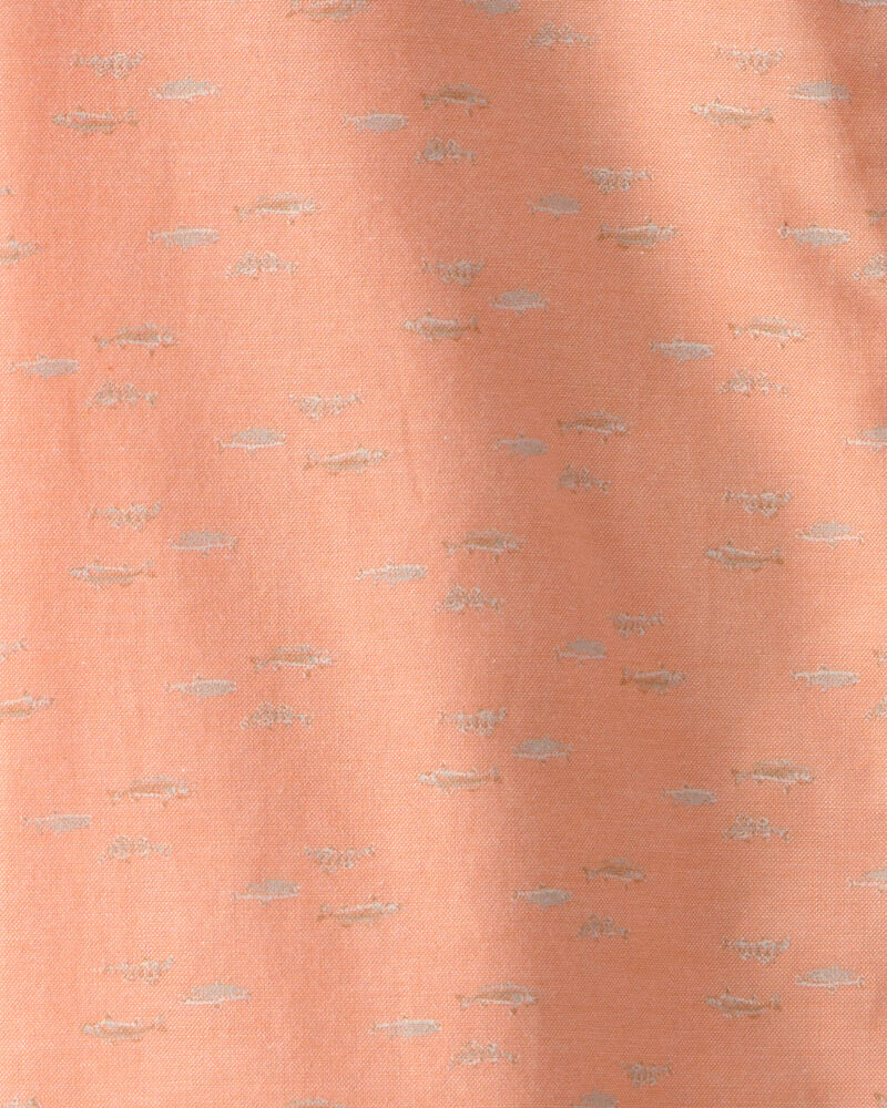 Boys Fish Short-Sleeve Button-Down Shirt - Orange, image 2 of 3 slides