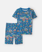 Boys 2-Piece 100% Cotton 'Monster Summer Camp' Pajama Set - Blue, image 1 of 3 slides