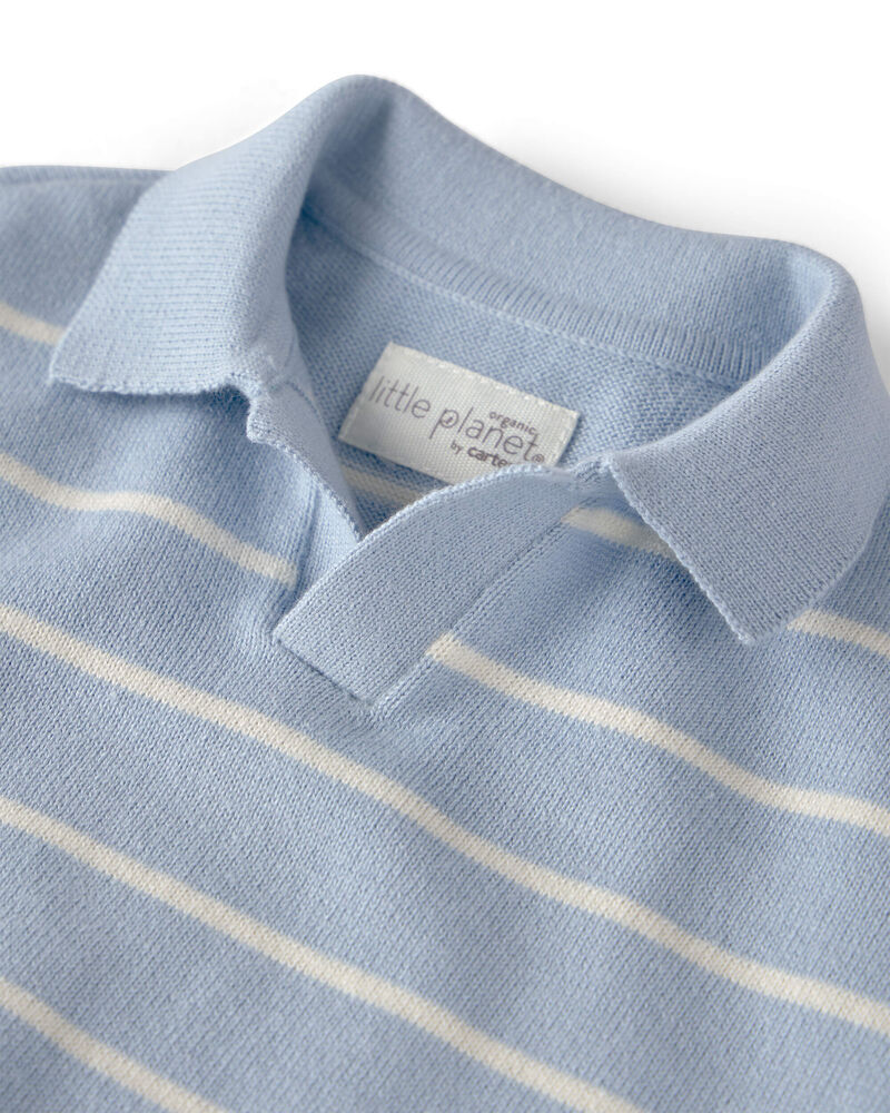Baby Boy 2-Piece Organic Cotton Top & Short Set in Stripes, image 3 of 5 slides