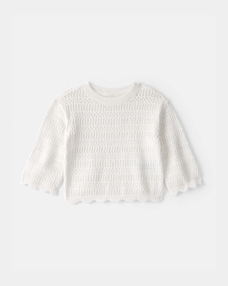 Baby Girl Scalloped Sweater - Ivory, image 1 of 3 slides