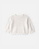 Baby Girl Scalloped Sweater - Ivory, image 1 of 3 slides