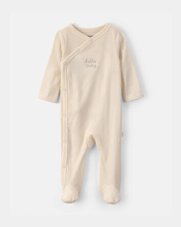Baby Hello Baby' Cotton Sleep & Play Pajamas - Ivory, 