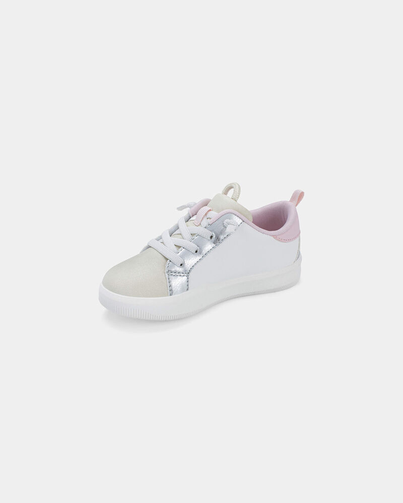 Toddler Girl Colorblock Metallic Heart Sneakers - White/Pink, image 6 of 6 slides